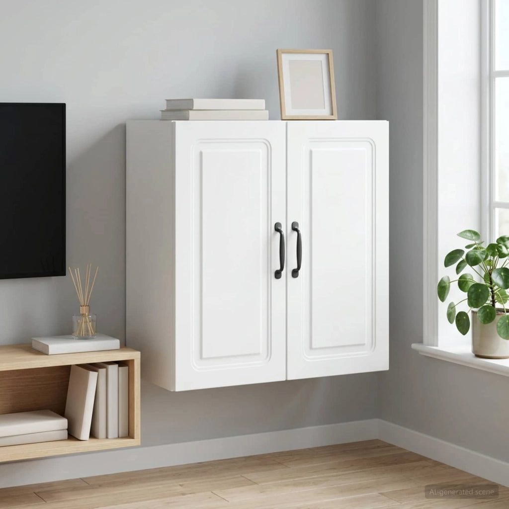 Mobiletto a muro 59 x 31 x 60 cm Legno ingegnerizzato Bianco 899255