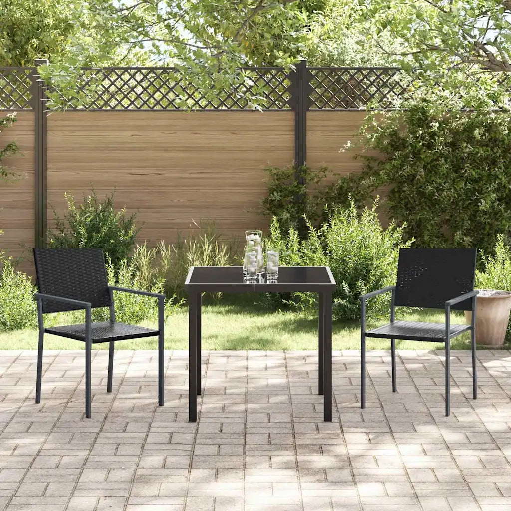 Set da Pranzo per Giardino 3 pz Nero Rattan in PE 3379079