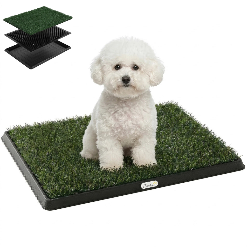 tappetino per cani con vassoio ed erba artificiale, 63 x 50,5 cm, verde