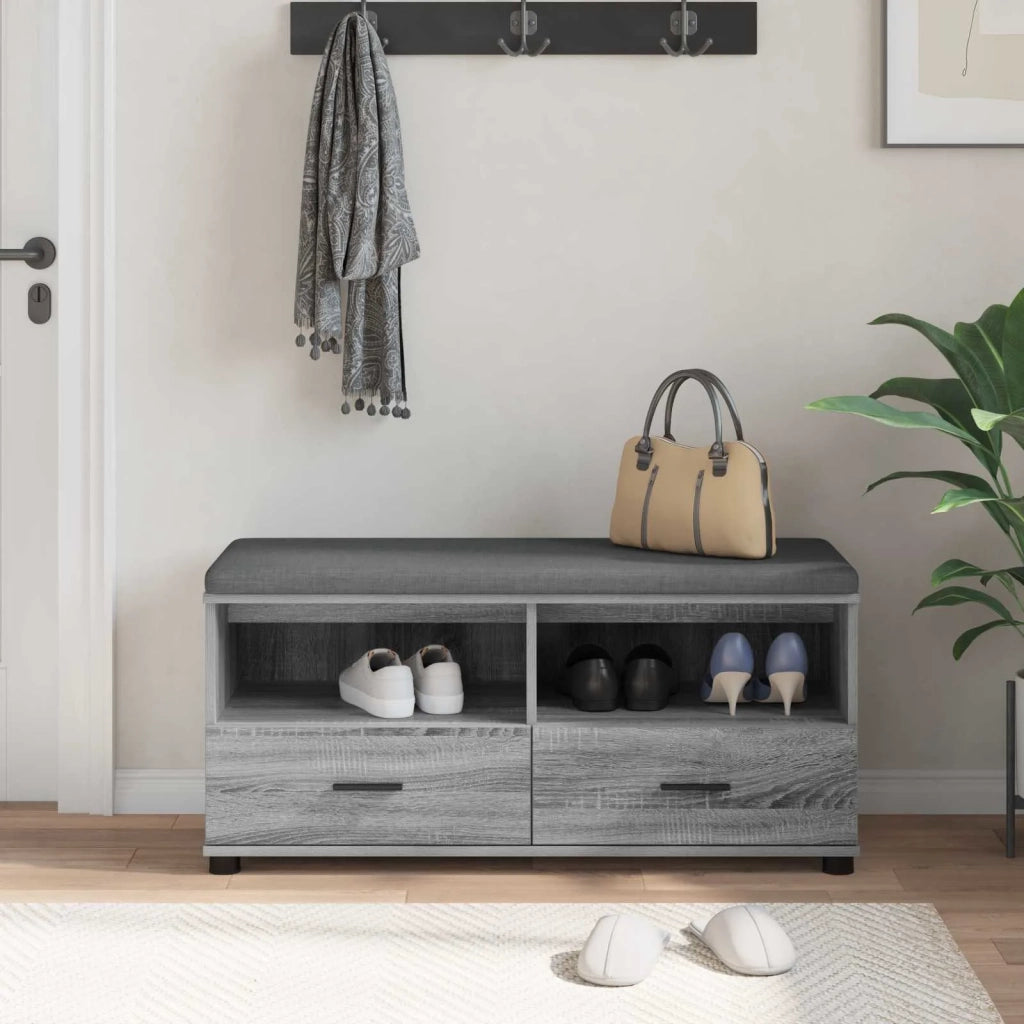 Panca per ingresso con cuscino Sonoma grigia 100 x 38 x 46 cm