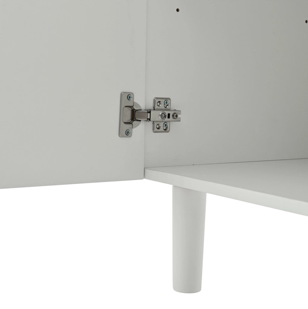 Credenza 120x38;5x79 cm a 3 ante in MDF bianco con ripiani regolabili HOMVRA