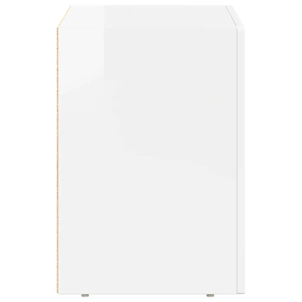 Comodino 2 pz-Set di 2 Tavolino da notte Bianco Lucido 40 x 35 x 50 cm Legno multistrato
