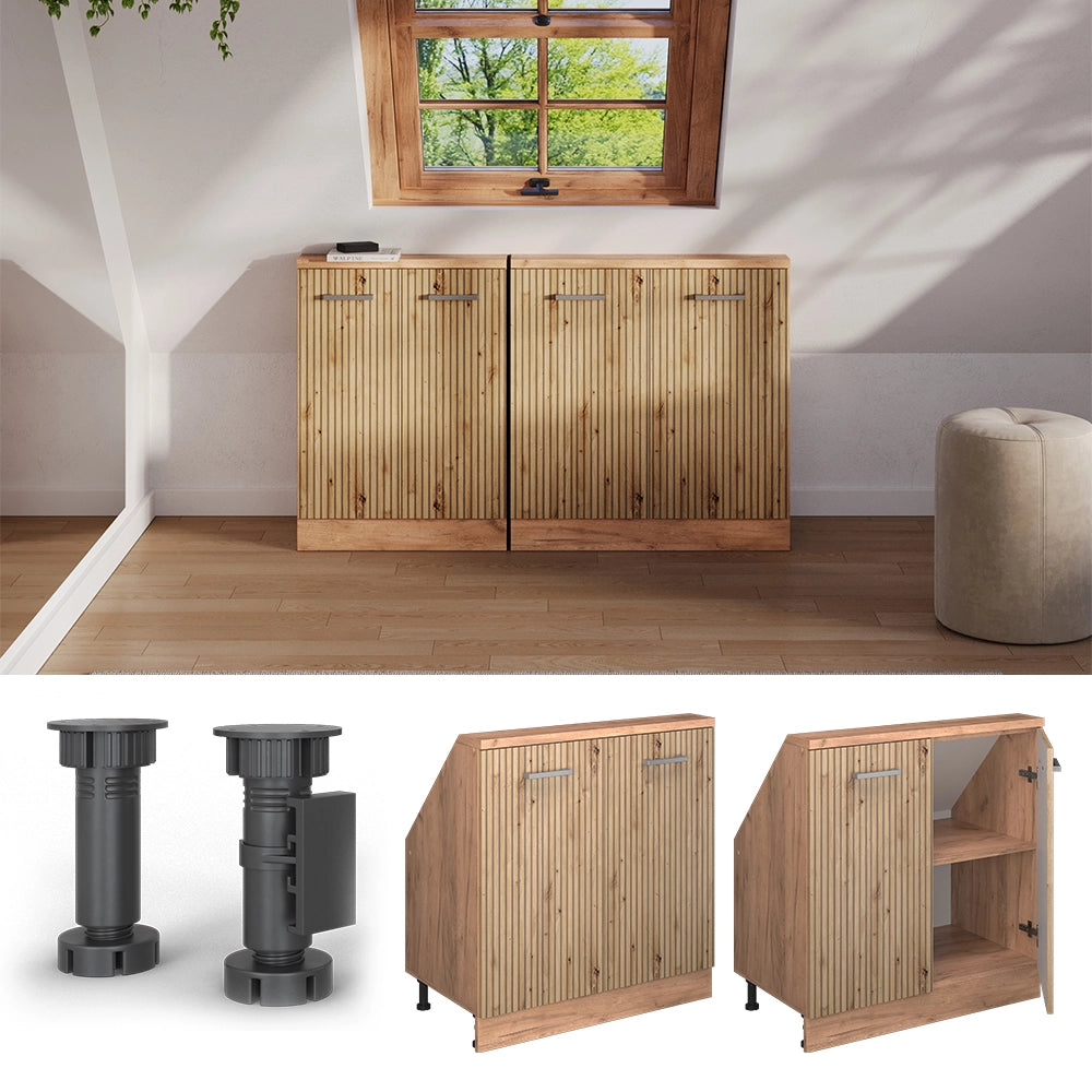 Mobile sottotetto Rion Rovere artigianale/Rovere dorato con 2 porte Vicco