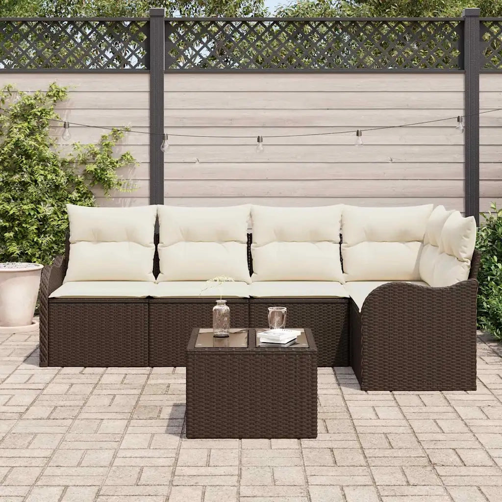 Set Divano da Giardino 6 pcs Marrone polyrattan
