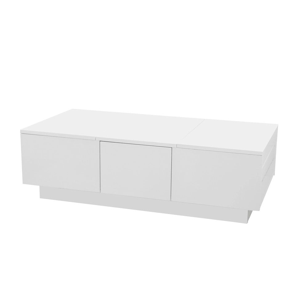 Tavolino da Caff¨¨ con Cassetti Push-Pull ¨C MINIMAL ¨C Bianco Lucido