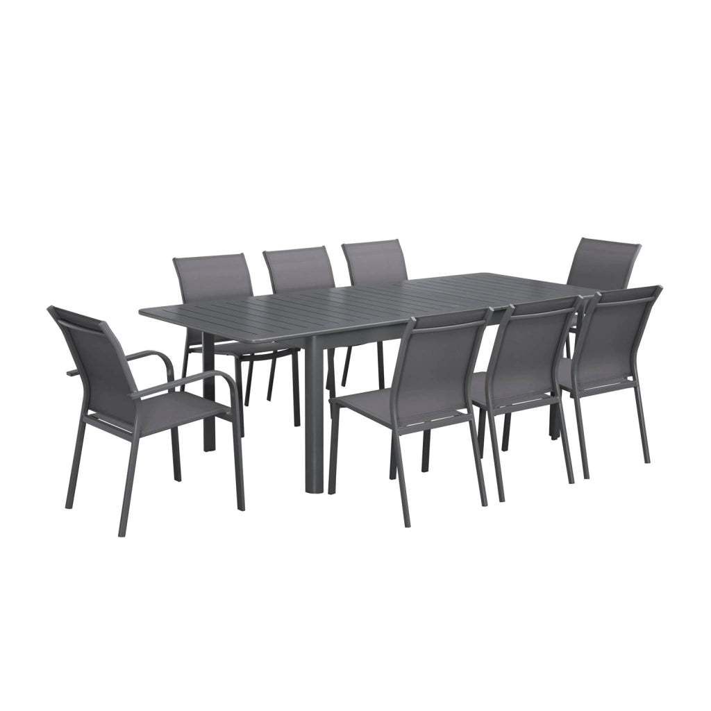 Set tavolo da giardino allungabile in alluminio con 8 sedie, antracite