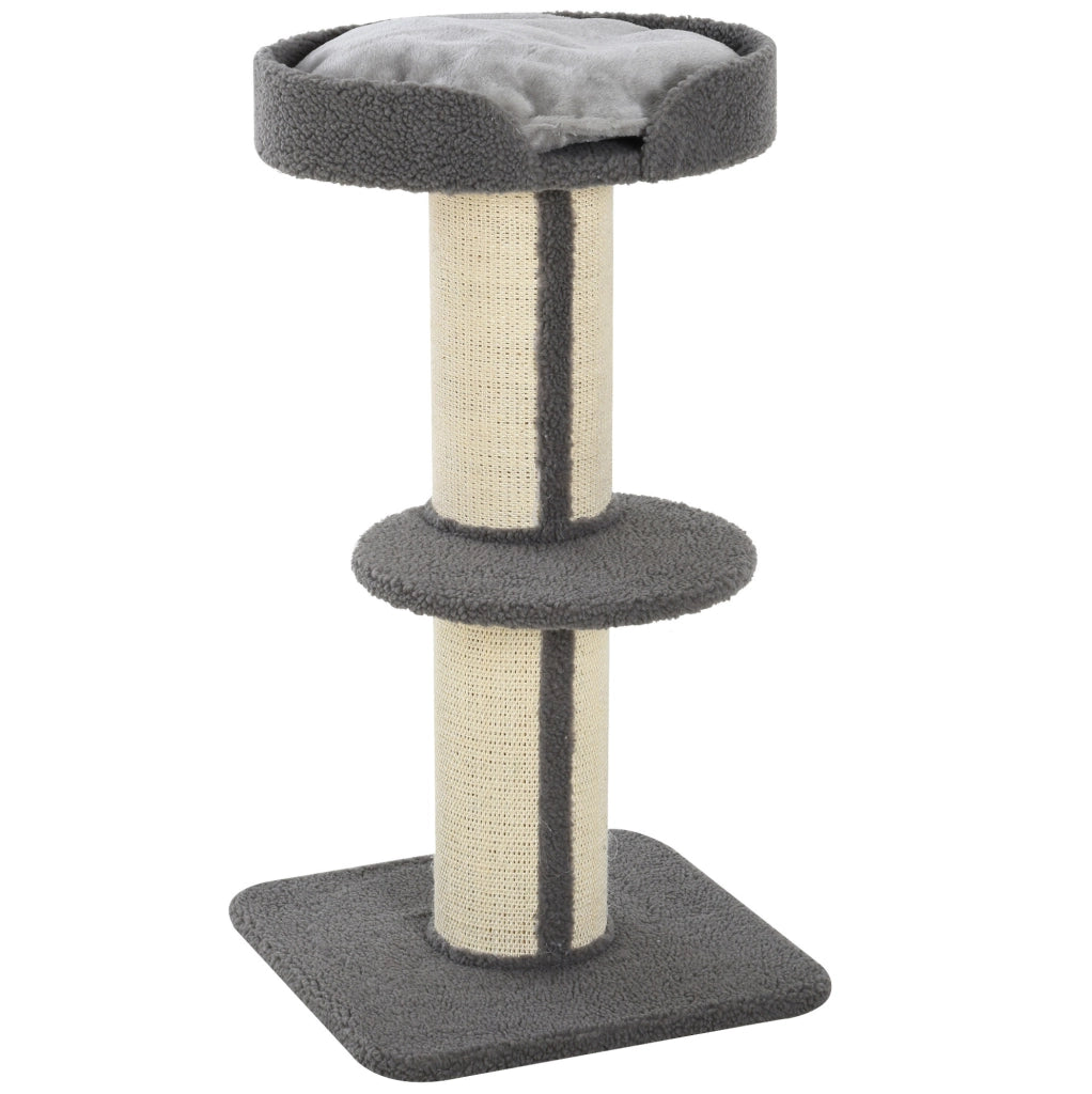 Tiragraffi per gatti con piattaforme e sisal grigio 45x45x91 cm