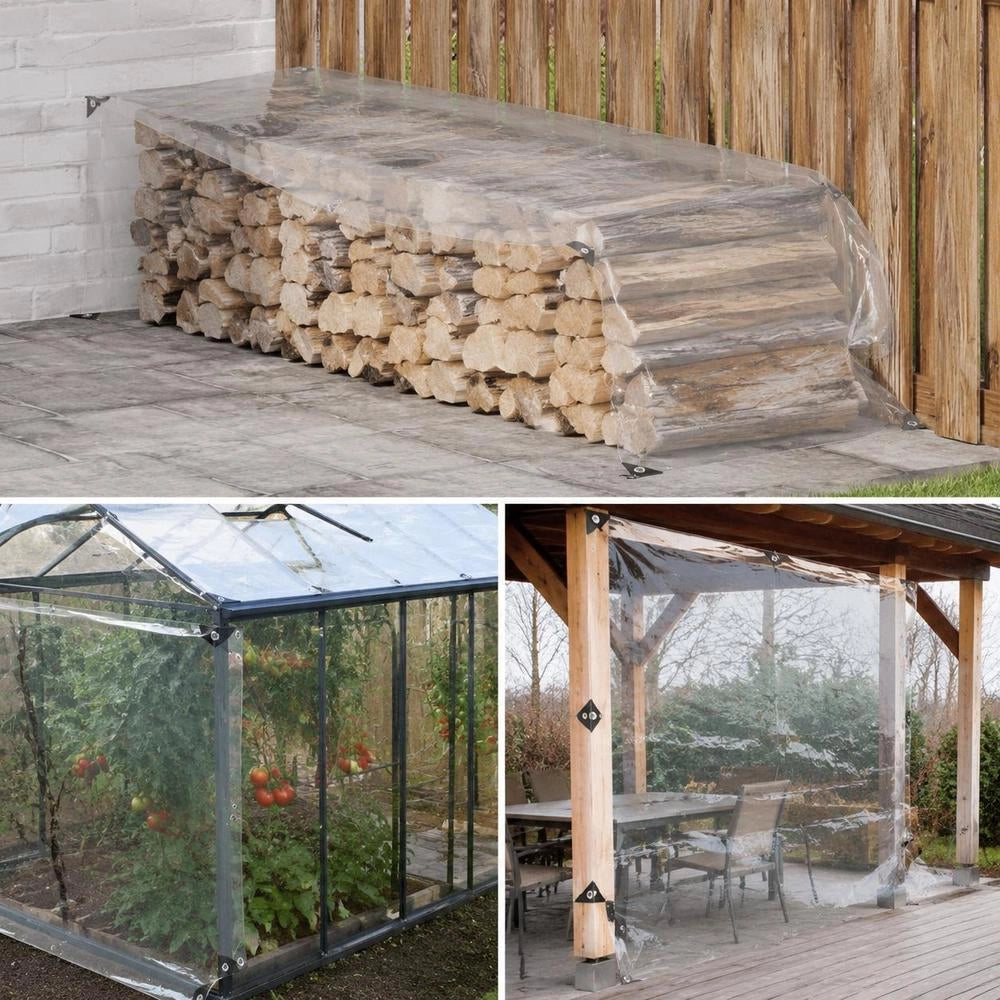 Telo trasparente con occhielli, 1x5 m, in PVC, pratico e robusto, ideale per coperture esterne, giardino e balcone