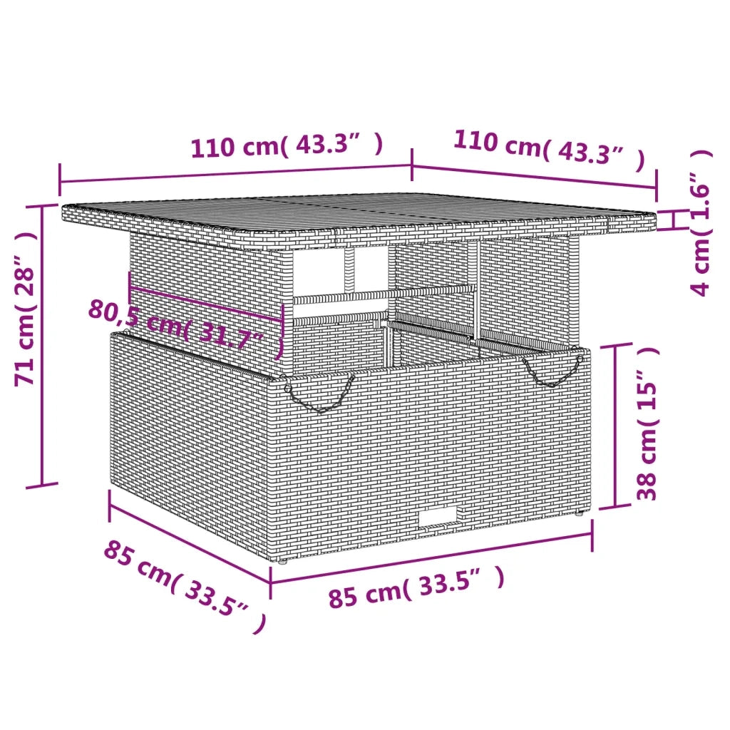 Set da Pranzo da Giardino 5 pz Nero con Cuscini in Polyrattan 3277378