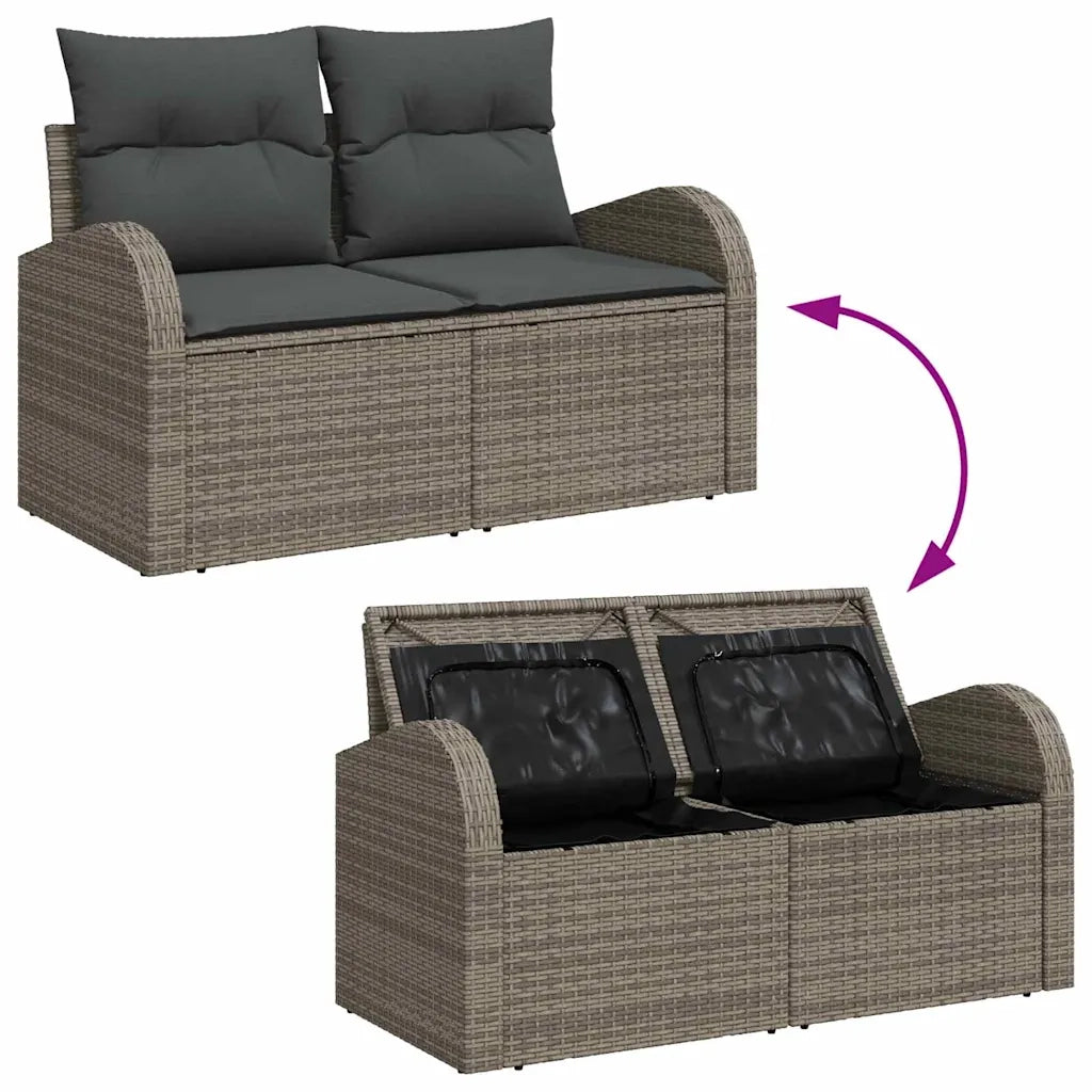 Set Divano da Giardino con cuscino 7 pcs Grigio polyrattan