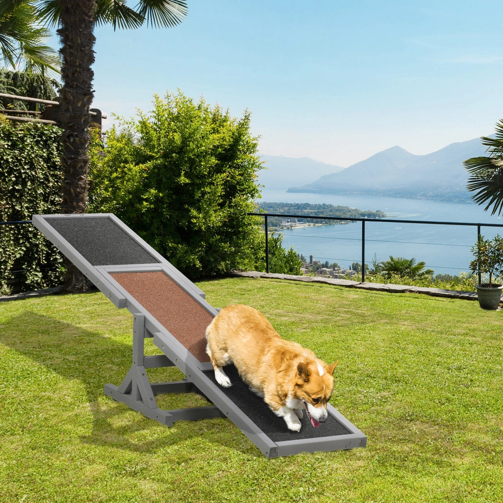 Altalena per agility cani in legno di pino grigia con superficie antiscivolo per addestramento fino a 30 kg