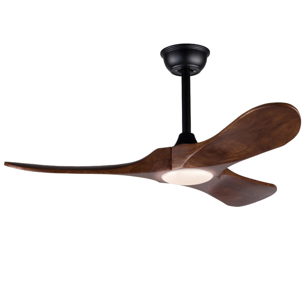 Ventilatore da soffitto in legno massello da 42 pollici con illuminazione LED dimmerabile e telecomando, 3 pale, 6 velocità, per soggiorno e camera da letto