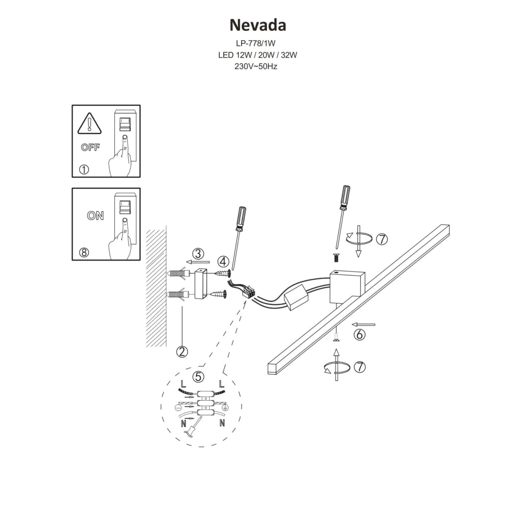Applique bagno Nevada M LED nero IP44 LightPrestige