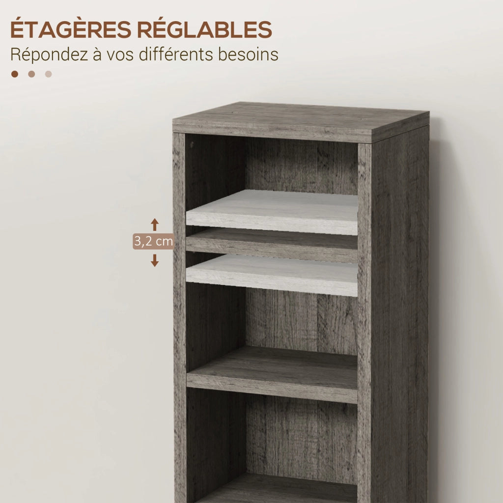 Libreria a colonne 2 pezzi ¨C Xylo ¨C 12 scomparti per CD DVD grigio scuro 21x22,5x88,5 cm