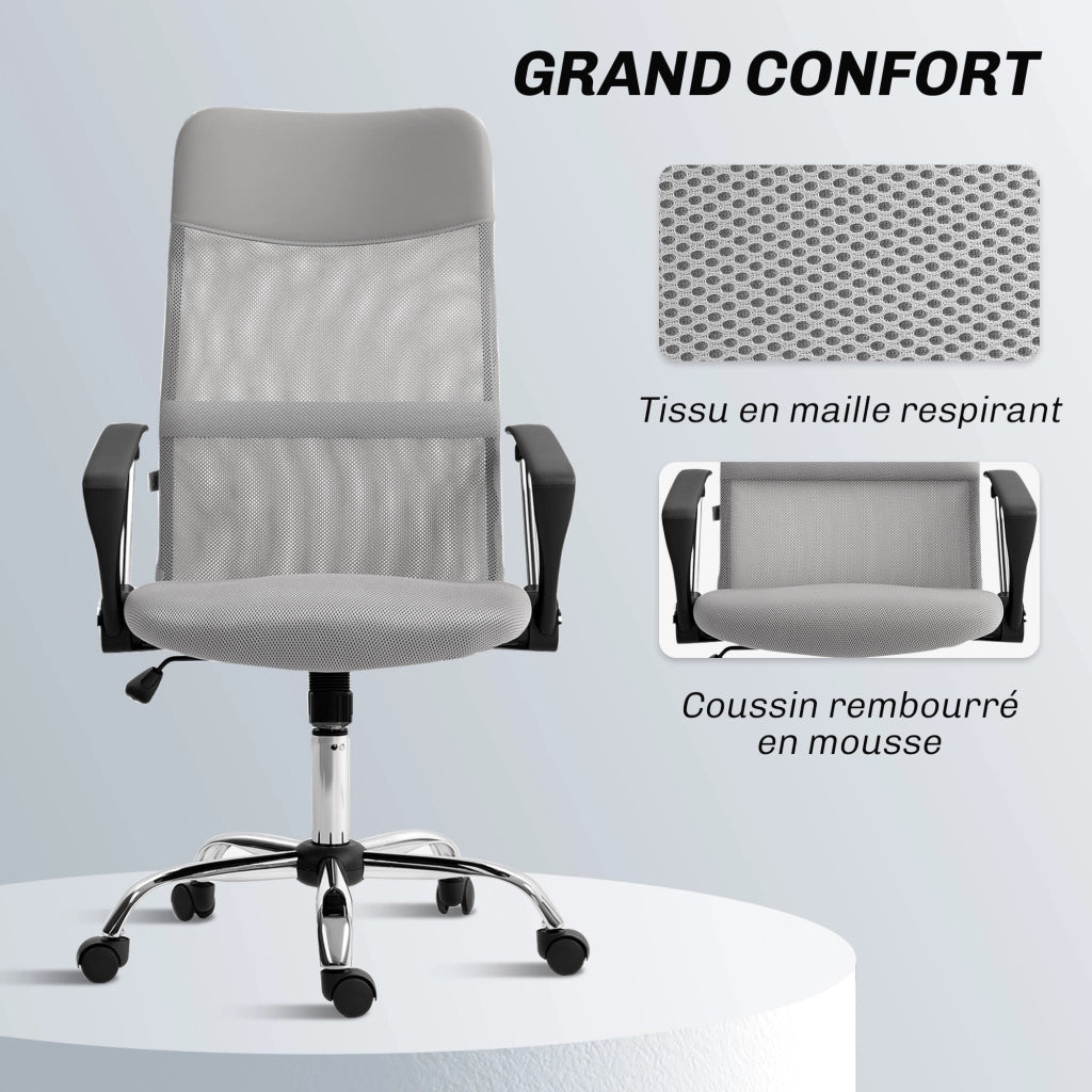 Poltrona da ufficio ergonomica girevole regolabile in altezza ¨C Minimal ¨C tessuto grigio 63x65x119-109cm