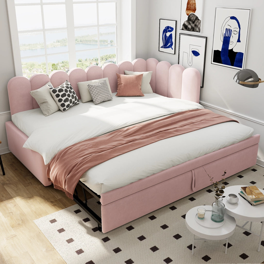 divano letto imbottito rosa 90 x 200 cm