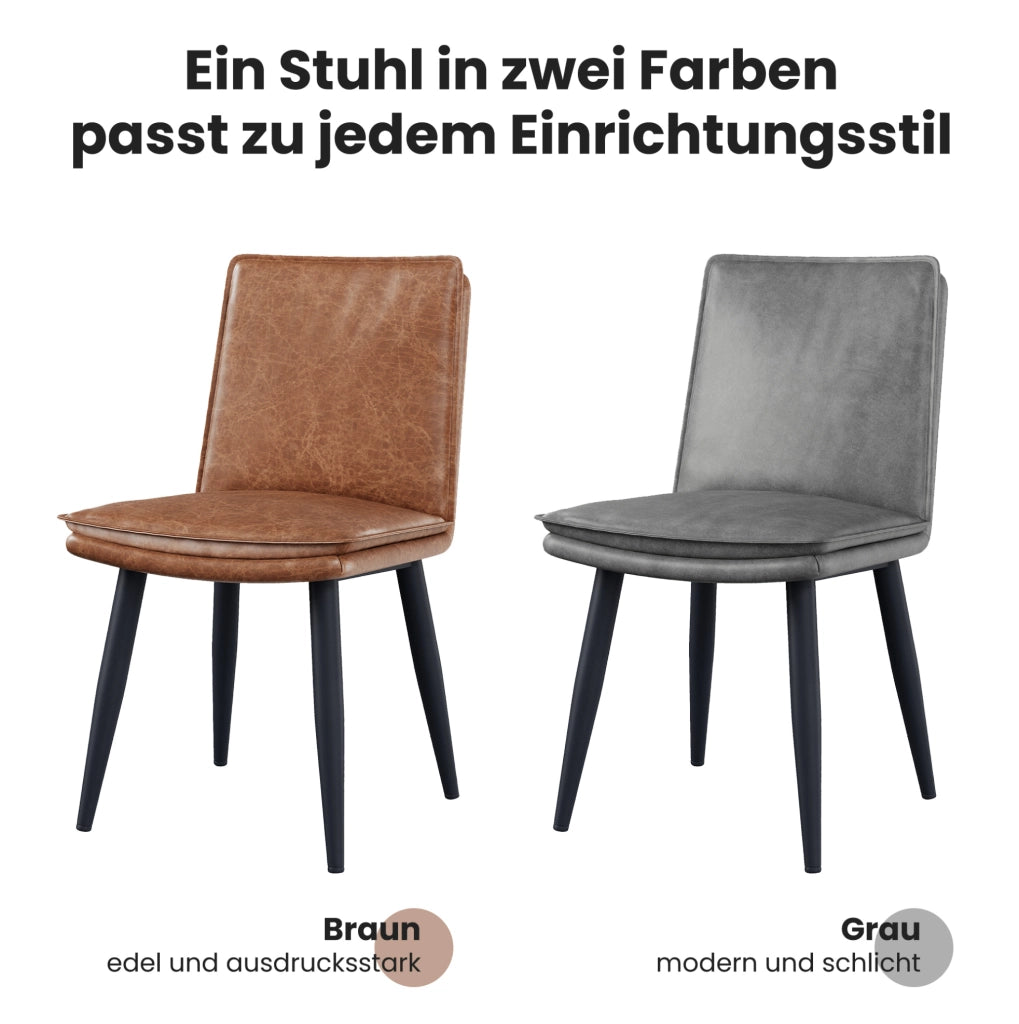 Set di 6 Sedie da Pranzo Moderne in PU con Cuscino Doppio Strato, Metallo, Marrone