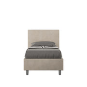BS COM Letto singolo con rete imbottito 80x200 microfibra sabbia