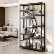 Libreria moderna a 9 ripiani in metallo e legno nero