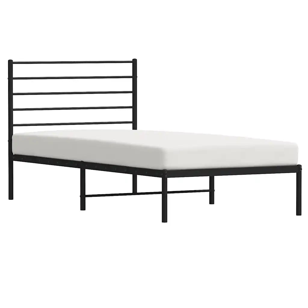 Giroletto con Testiera-Struttura Letto con testiera in Metallo Nero 107x203 cm 614573
