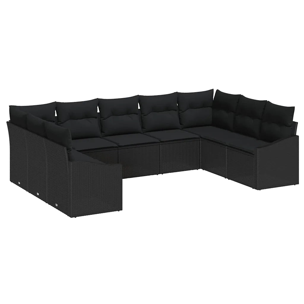 Set di divani con cuscino 9 pcs Nero polyrattan 3346883