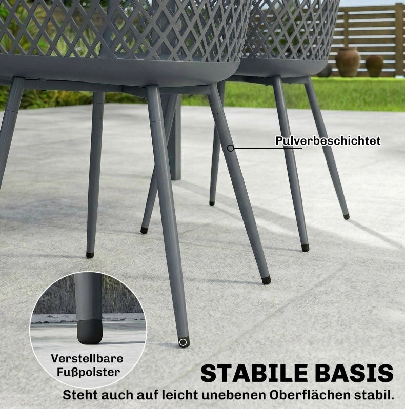 Set 4 sedie da giardino in plastica grigio scuro