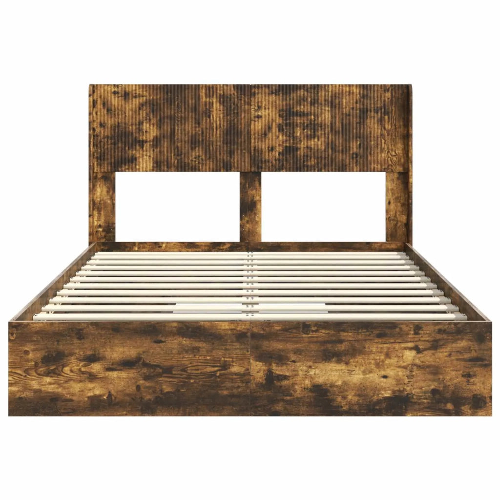 Struttura del letto con stoccaggio e testata Rovere Fumo 3414369