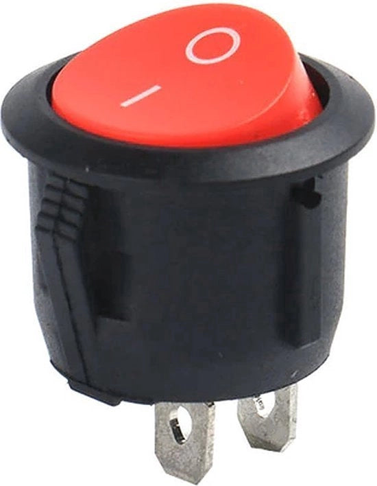 Mini Interruttore Rond ⌀16.5mm On/Off - 3A/250V AC - Rosso