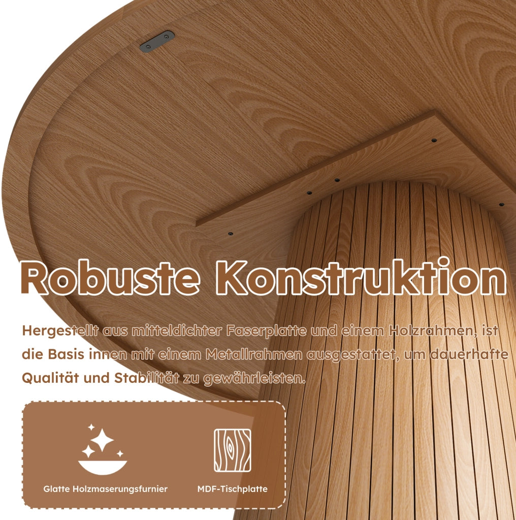 TAVOLO da Pranzo Rotondo  110 cm MDF Impiallacciato Rovere per 4 Persone