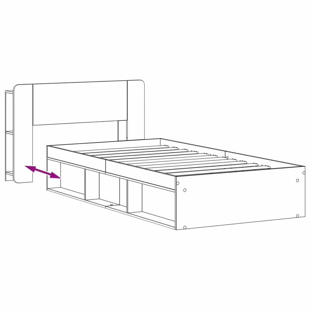 Telaio del letto con storage Legno antico 75 x 190 cm 3433316