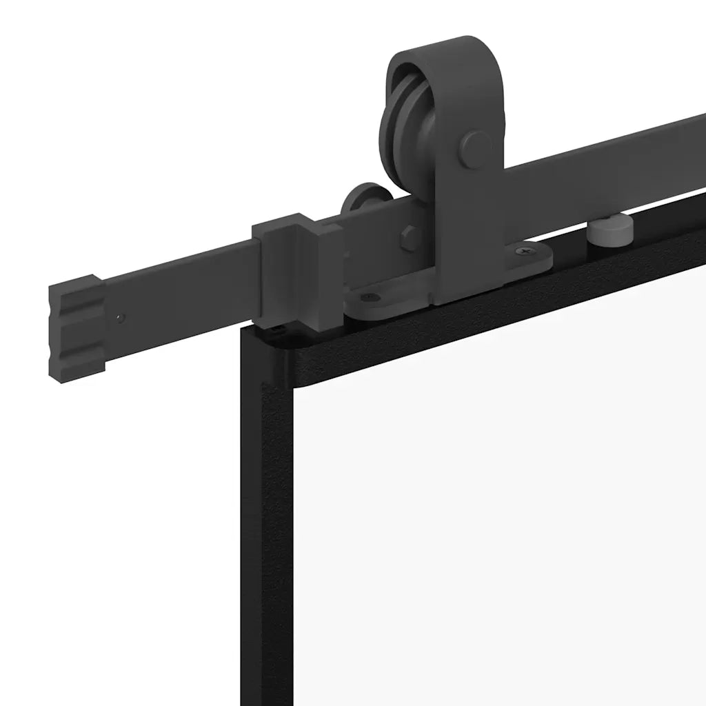Porta Scorrevole Set Ferramenta Nera 76x205 cm Vetro Temperato