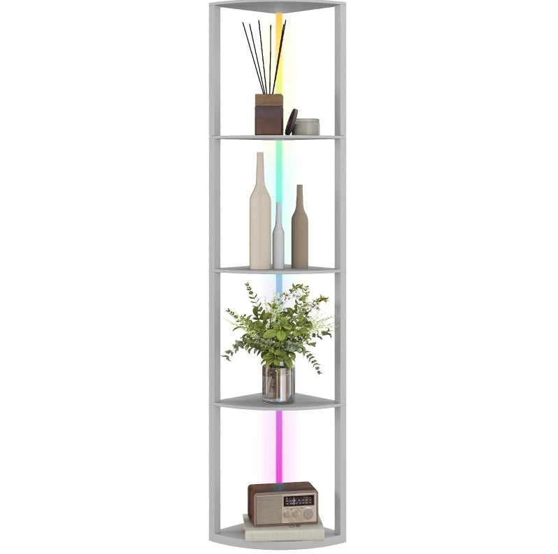 Lampada da terra LED 42x29,5x163 cm in MDF grigio con ripiano RGB -