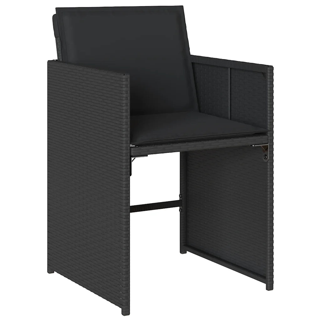 Set da Pranzo da Giardino 13pz con Cuscini Nero in Polyrattan 3211219