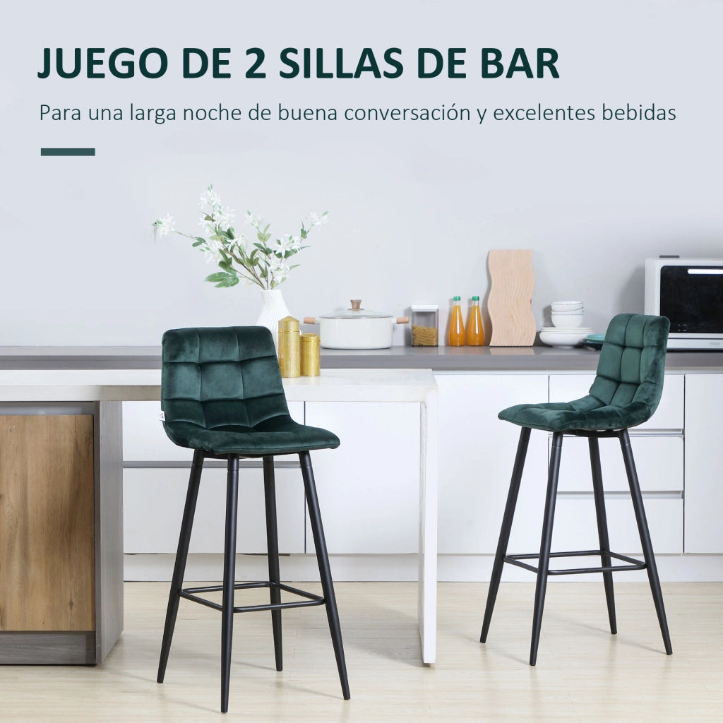 Sgabelli da Bar ¨C Zephmum ¨C Verde Velluto 2 Pezzi