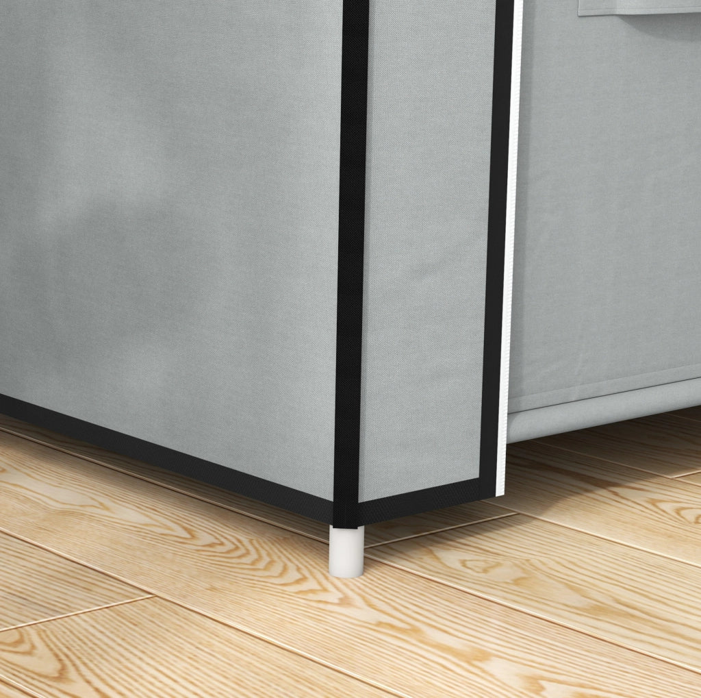 Armadio tessile salvaspazio con 5 scomparti, appendiabiti e zip, grigio chiaro, 83x42,5x162,5 cm