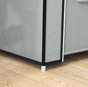 Armadio tessile salvaspazio con 5 scomparti, appendiabiti e zip, grigio chiaro, 83x42,5x162,5 cm