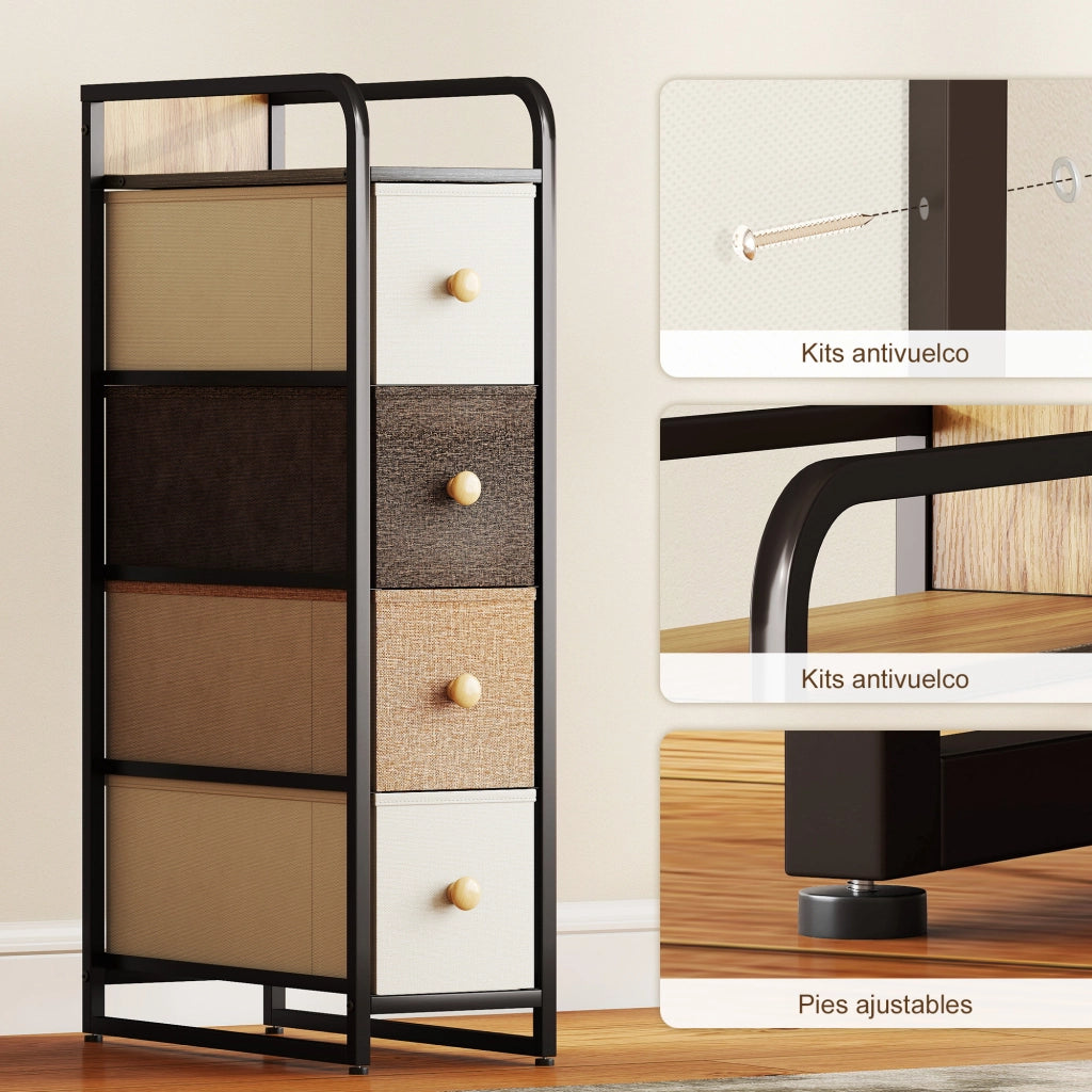 Cassettiera con 4 cassetti in tessuto e struttura in acciaio ¨C Minimal ¨C Multicolore