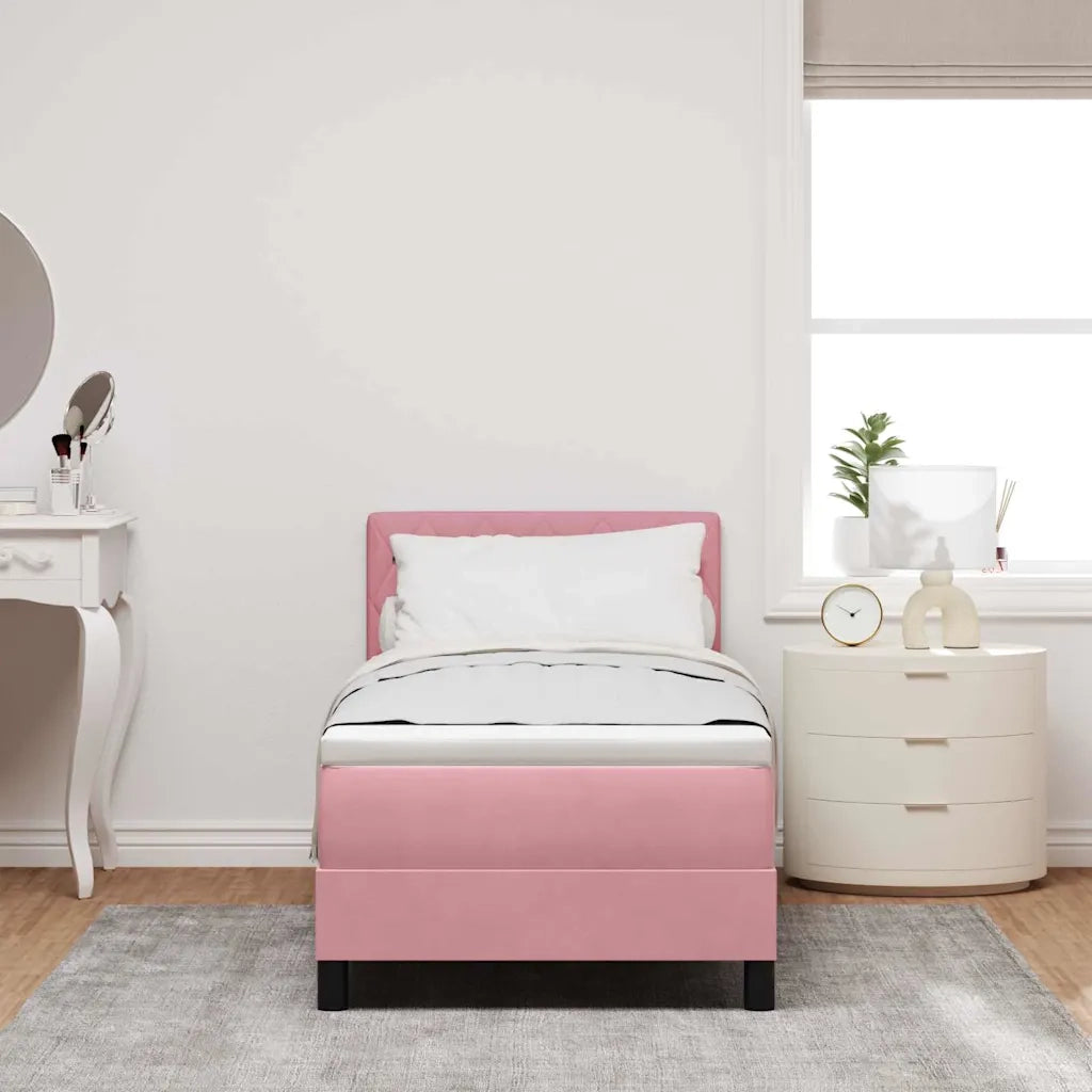 Letto a Sorgente LED con materasso Rosa 80 x 200 cm Velluto