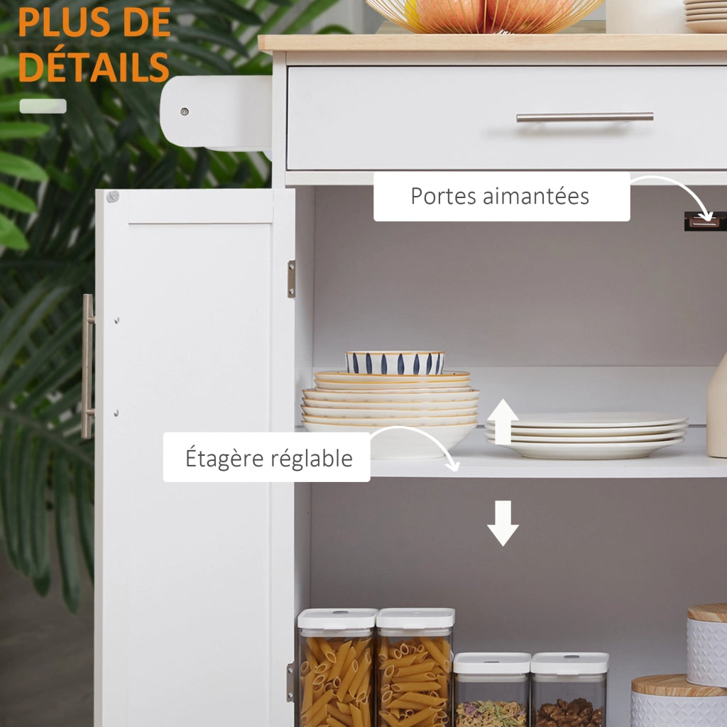 Carrello da cucina con cassetto e porta asciugamani ¨C Minimal ¨C bianco
