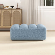 Divano senza telaio con pouf laterale in pile granulare blu - Design modulare per soggiorno