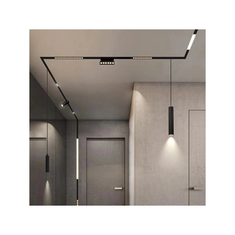 Trade Shop - Faretto Led A Cilindro 8w Nero Per Binario Magnetico 48v Luce 3000k 4000k Cob-40 - -bianco Naturale      -