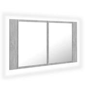 Armadietto a Specchio con Luci LED-Mobiletto a specchio Grigio Cemento in Acrilico 533979