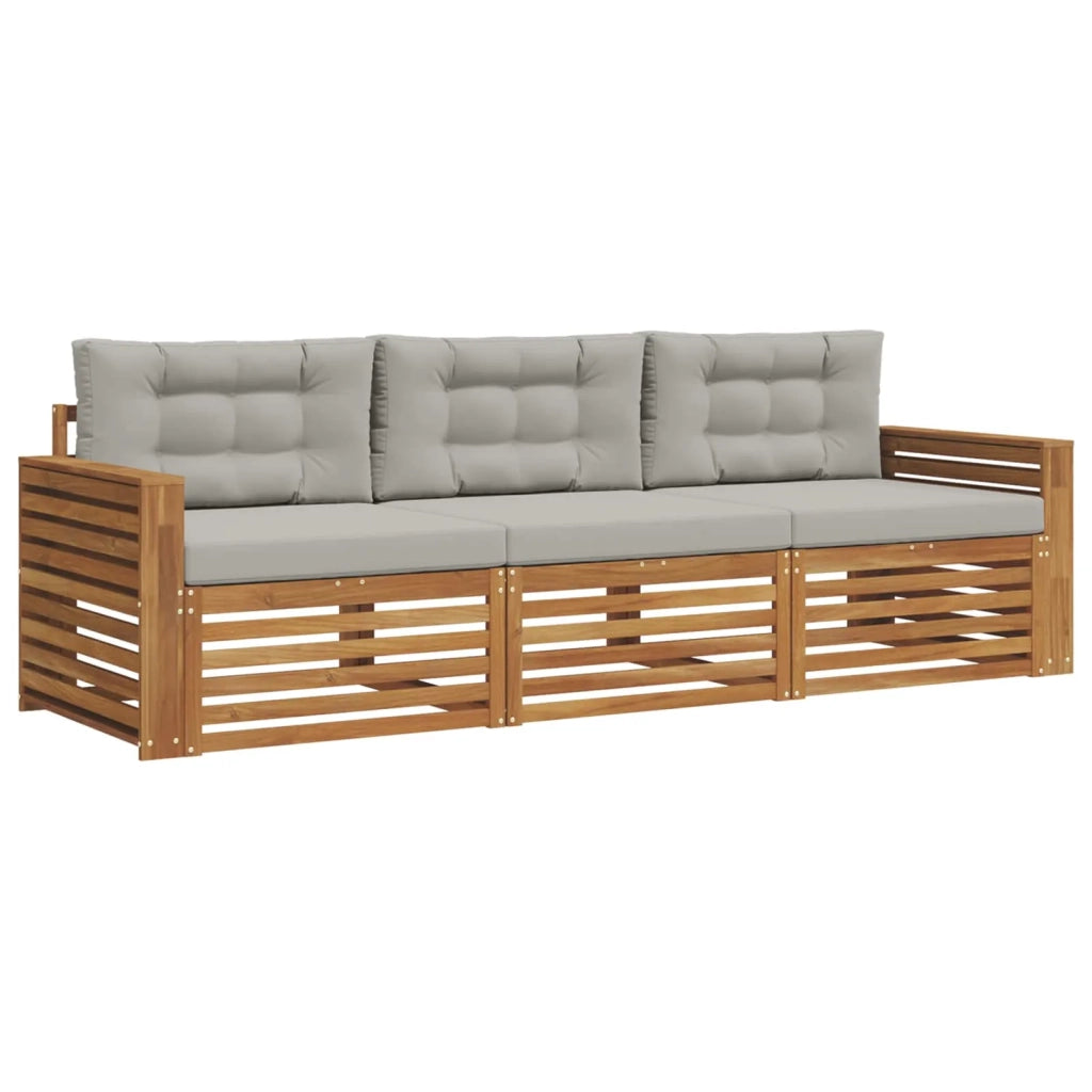 Set di divani da esterno 3 pcs Grigio Naturale e Chiaro 3372946