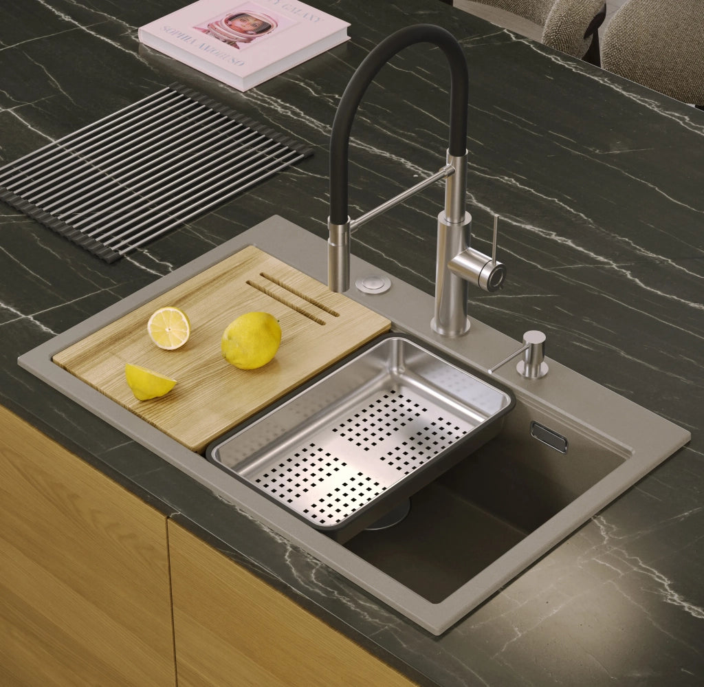 Lavello In Granito Marc 110 Workstation Beige Rame