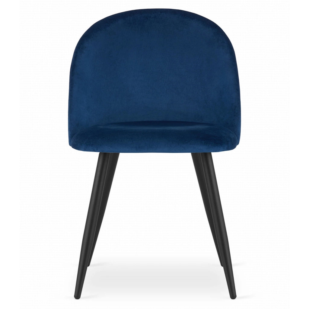 Sedia Bello in velluto blu notte con gambe nere