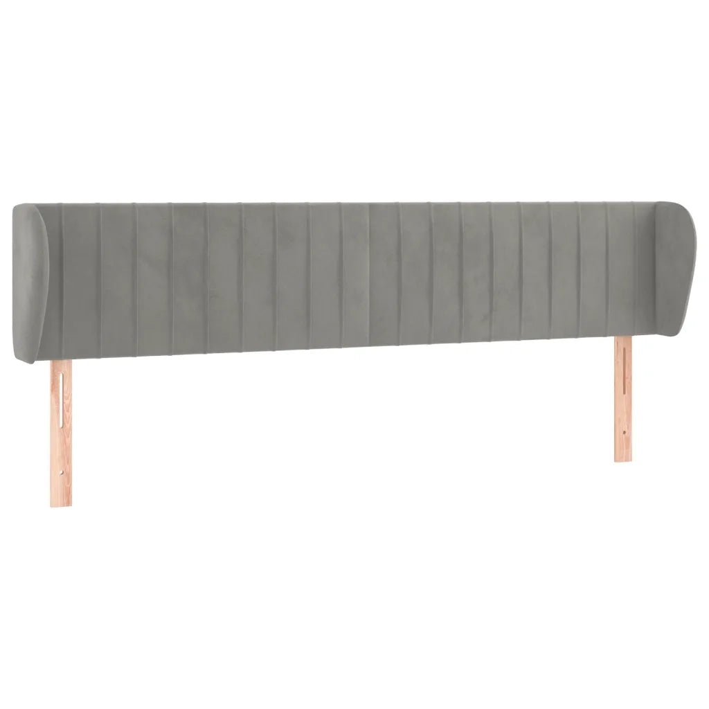 Testiera | Testata ad Orecchio Grigio Chiaro 183x23x78/88 cm in Velluto