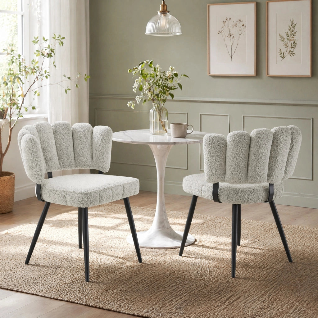 SEDIA Da pranzo Set da 2 pezzi 80 cm Tessuto grigio chiaro e metallo nero