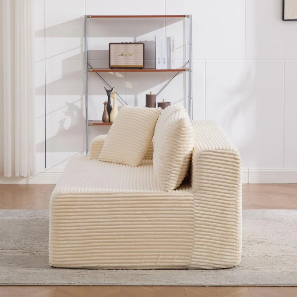 Divano compatto, divano modulare, tessuto chenille, schiuma ad alta elasticità 30D, base antiscivolo, 2 posti, bianco avorio
