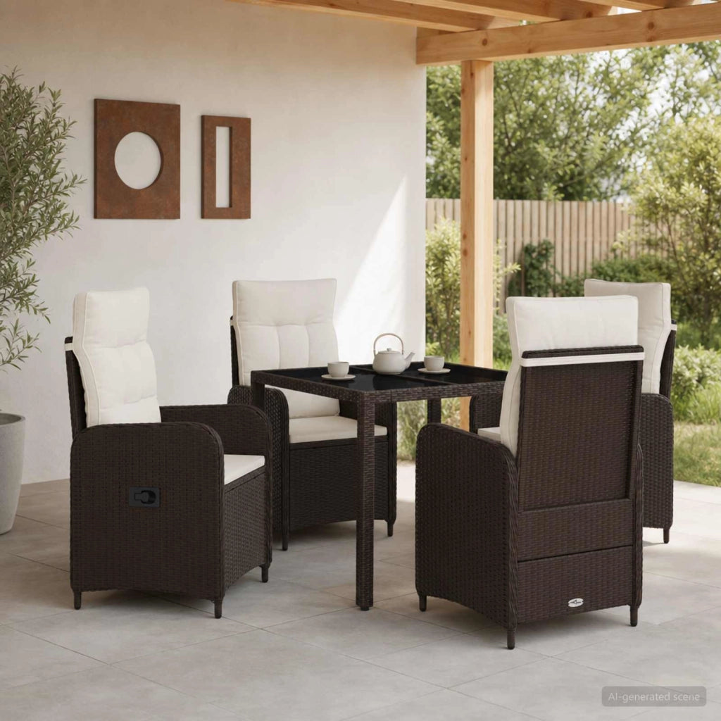 Set da pranzo per esterni 5 pz Marrone e Bianco Crema 3422311