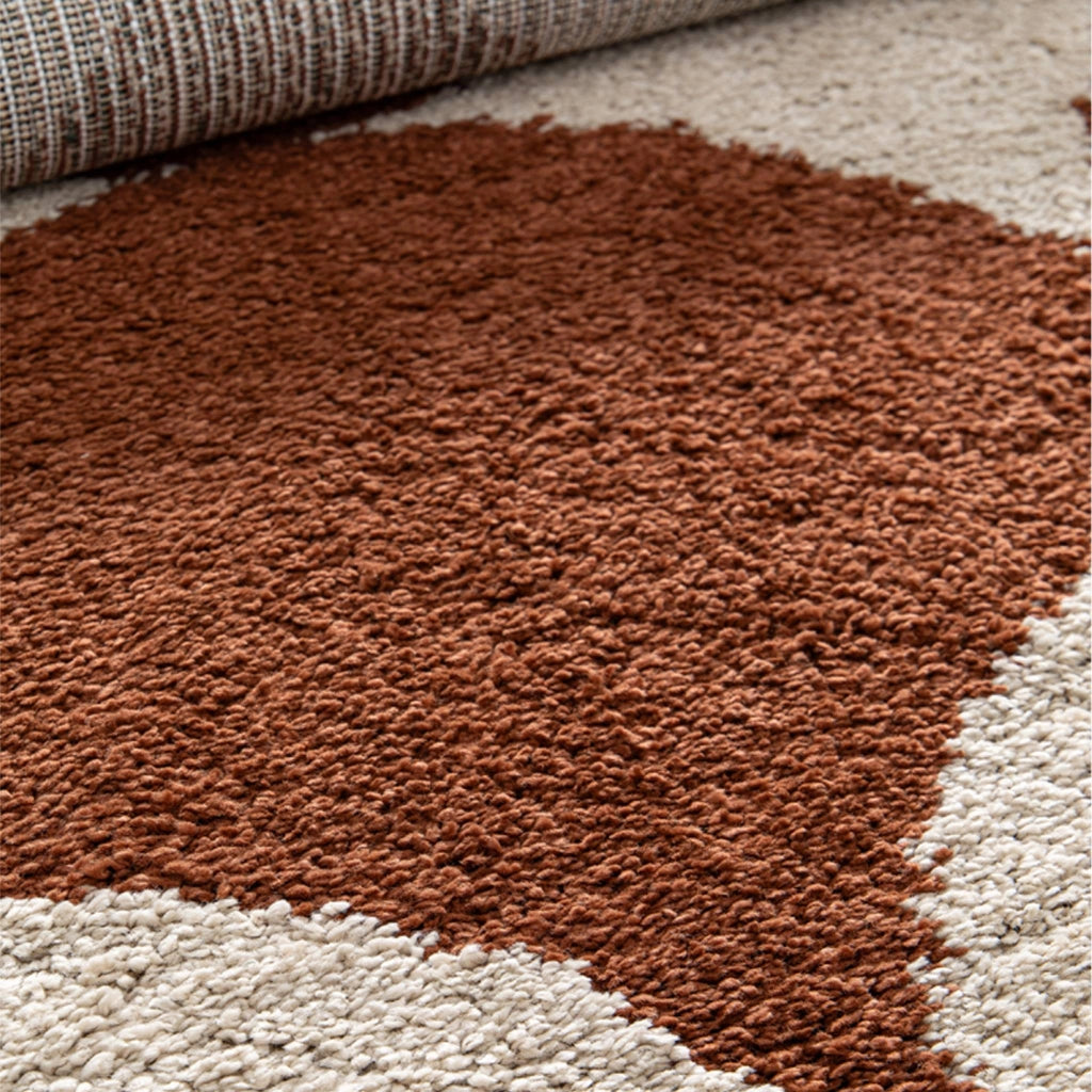 Tappeto da interno motivo cerchi crema e terracotta